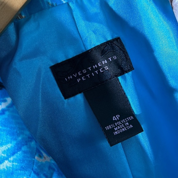 Investments Petites 4P blue shiny 3/4 blazer jacket - Picture 9 of 16